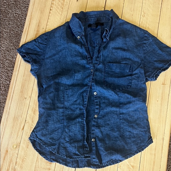 Express denim linen Button Down Shirt - Picture 1 of 7
